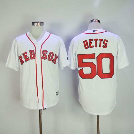 Men Boston Red Sox 50 Mookie Betts White Game MLB Jerseys